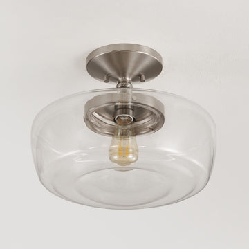Marfa 14" Glass/Iron Farmhouse Modern LED Flush Mount